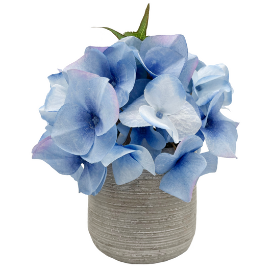 7"H Artficial Flowers Full Blooming Hydrangea Potted Plant Spring Indoor Faux Plant