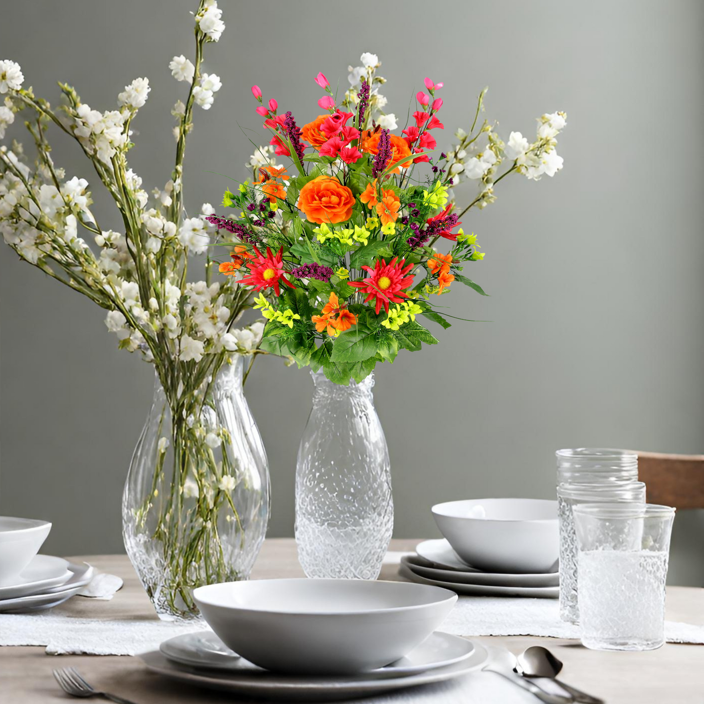 30 Stem Artificial flowers Morning Glory & Ranunculus Bush