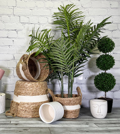 Set of 3 Nesting Basket Planters for Indoor Outdoor Plant