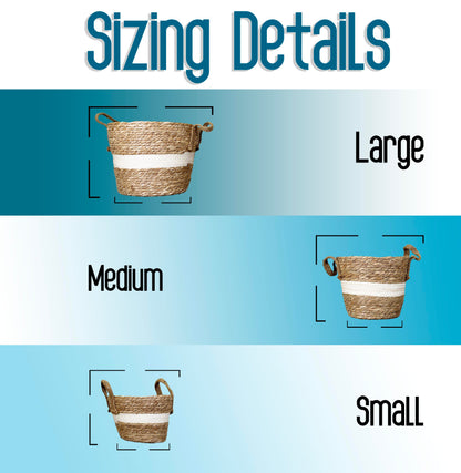 Set of 3 Nesting Basket Planters for Indoor Outdoor Plant
