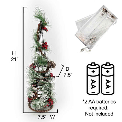 23"H Christmas Wire Cone Tree with Lights Battery Powered Decorative