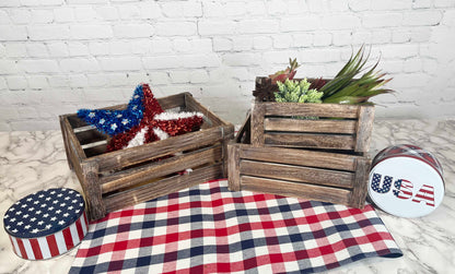 Set of 3 Rustic White Wooden Storage Crates - Farmhouse Style Decorative Baskets for Home Décor