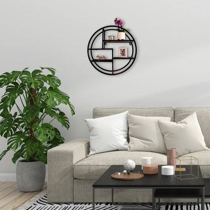 23" Mounted Iron Circle Hanging Storage Shelving Floating Shelf 3 Tier