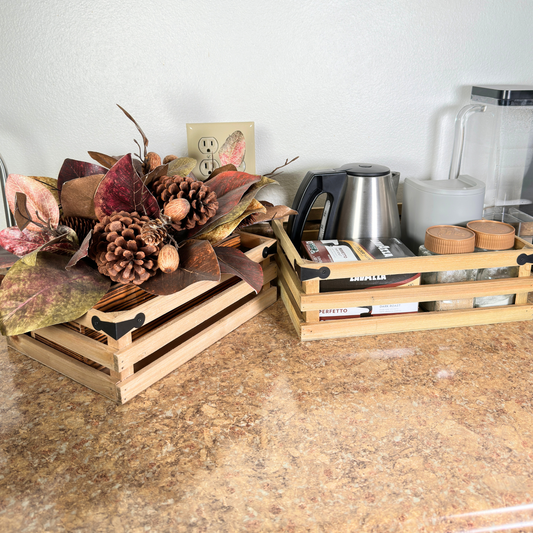 2pcs Rustic Wooden Decorative Display Crate Trays
