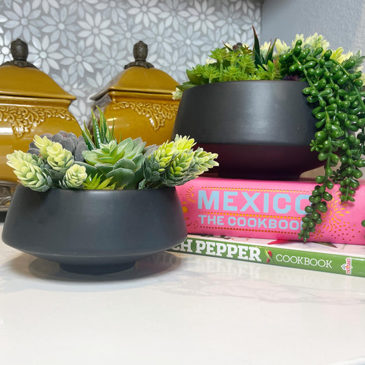 Set of 6.5" & 9.5" Ceramic Flower Planters Ceramic Pot Planter