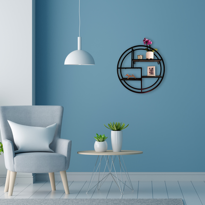 23" Mounted Iron Circle Hanging Storage Shelving Floating Shelf 3 Tier