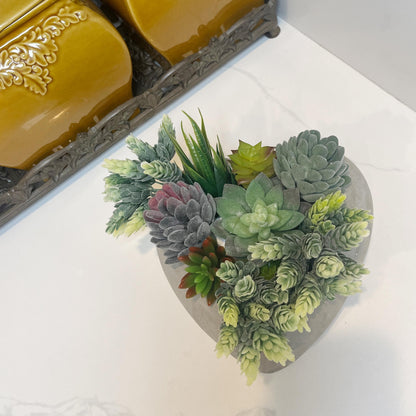 7.5"L Cement Heart Shape Planter Cement Pots
