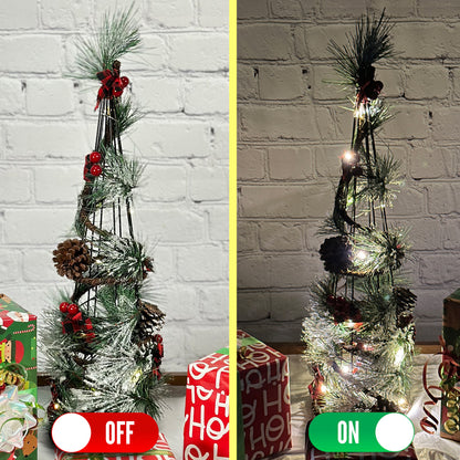 23"H Christmas Wire Cone Tree with Lights Battery Powered Decorative