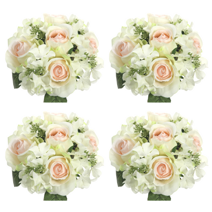 9 Stems Faux hydrangea Rosa Flower Bouquet Fake Flowers