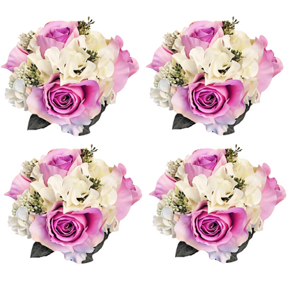 9 Stems Faux hydrangea Rosa Flower Bouquet Fake Flowers