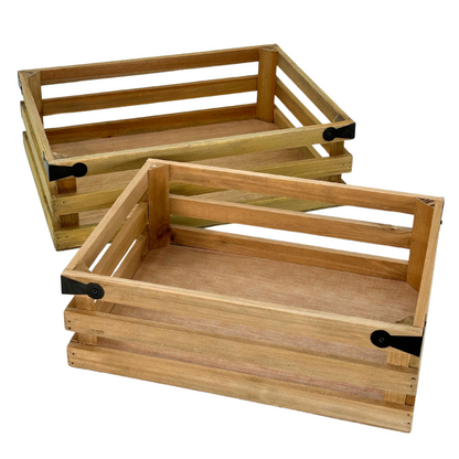 2pcs Rustic Wooden Decorative Display Crate Trays