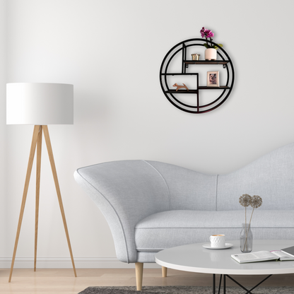 23" Mounted Iron Circle Hanging Storage Shelving Floating Shelf 3 Tier