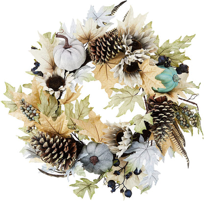 24 Inch Artificial Pumpkin Sunflower Fall    Wall Door Farmhouse Décor