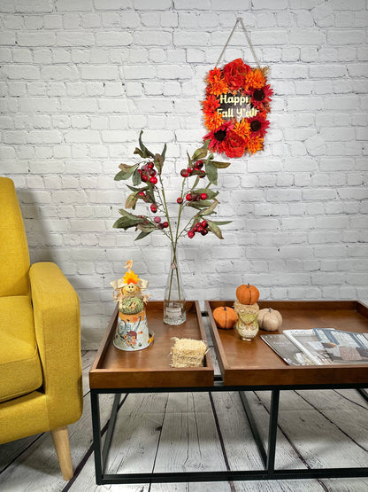 Artificial Autumn Flowers 29 Inch Faux Spray Loquat Fake Fruit Plant Fall Décor