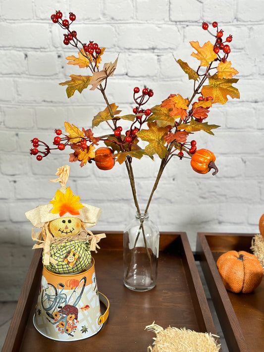 Artificial Autumn Flowers 20 Inch Faux Spray Pumpkin Fake Fruit Berry Fall