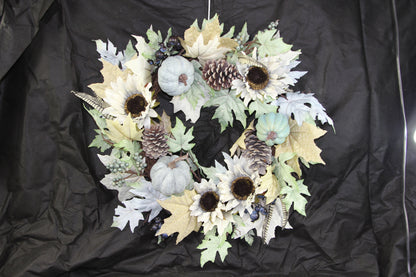 24 Inch Artificial Pumpkin Sunflower Fall    Wall Door Farmhouse Décor