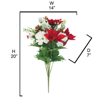14 Stems Artificial Poinsettia Bouquet Fake Christmas Flowers