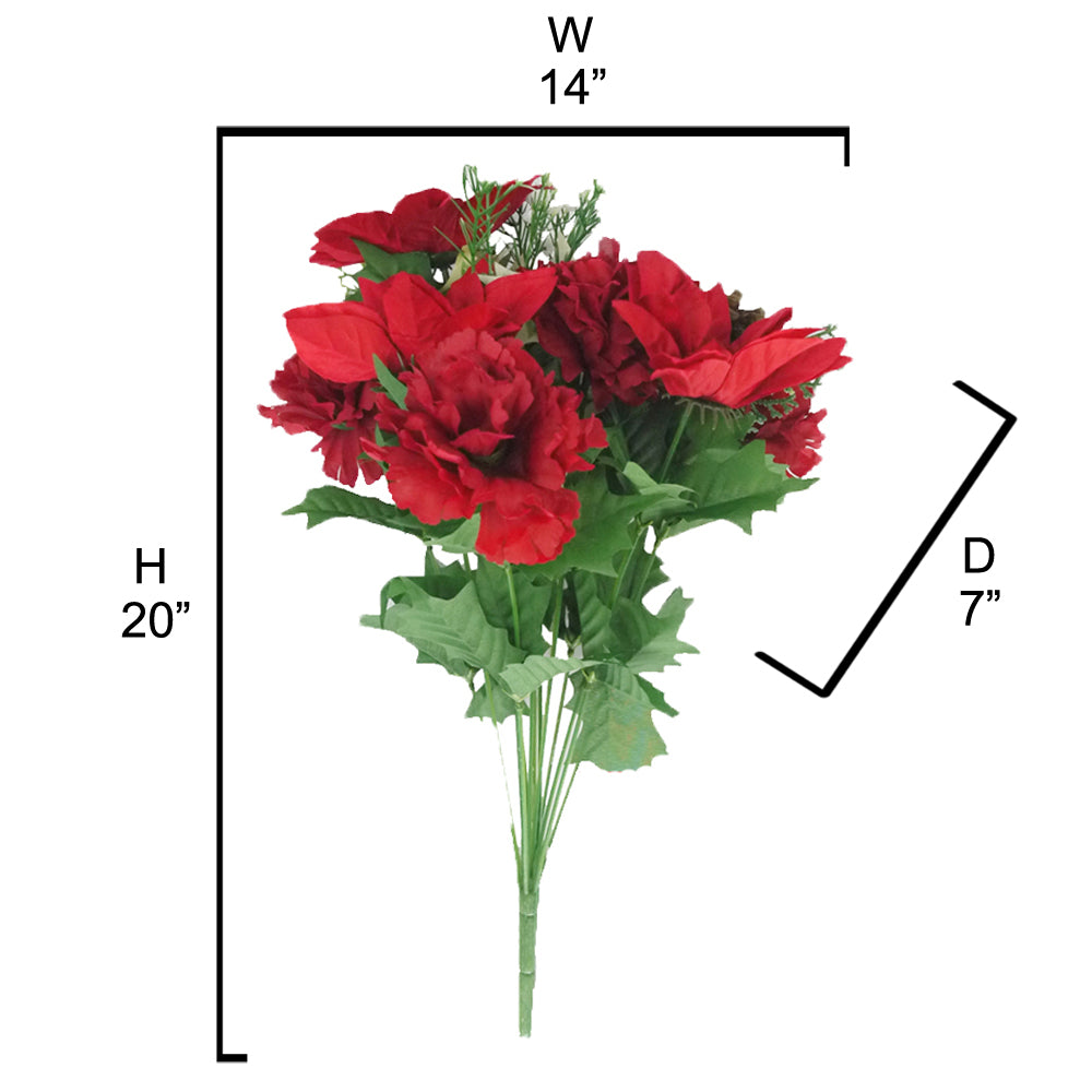 14 Stems Artificial Poinsettia Bouquet Fake Christmas Flowers