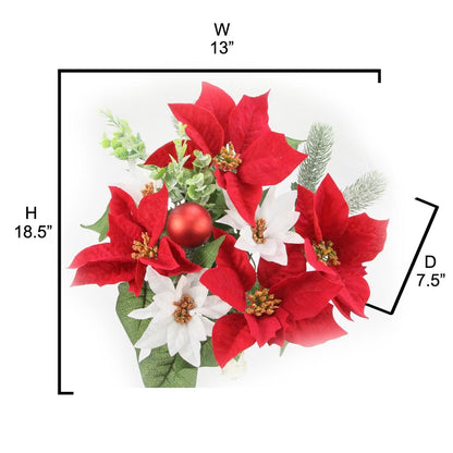 12 Stems Artificial Poinsettia Bouquet Fake Christmas Flowers