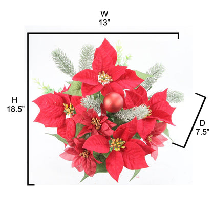 12 Stems Artificial Poinsettia Bouquet Fake Christmas Flowers