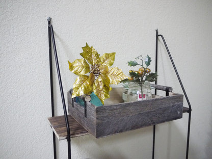 ABN5E109-NTRL - 13.75 inch Wooden Rustic Décor Serving Tray with Handles