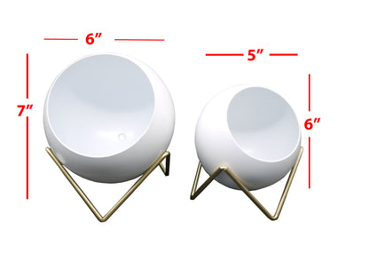 Set of 2 2 sizes Modern Spherical Planter Pot Flower Plants Holder