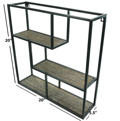 3 Tier Square Floating Shelves Wall Mount