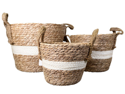 Set of 3 Nesting Basket Planters for Indoor Outdoor Plant