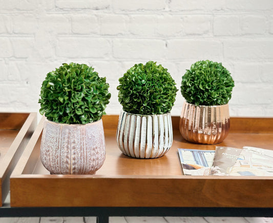 3pcs 5" Ball Topiary Plants Artificial Boxwood Topiary Faux Topiaries
