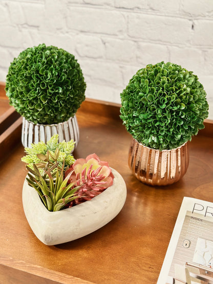 2pcs 6" Ball Topiary Plants Artificial Boxwood Topiary Faux Topiaries