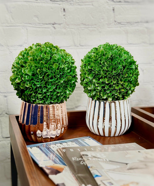 2pcs 6" Ball Topiary Plants Artificial Boxwood Topiary Faux Topiaries