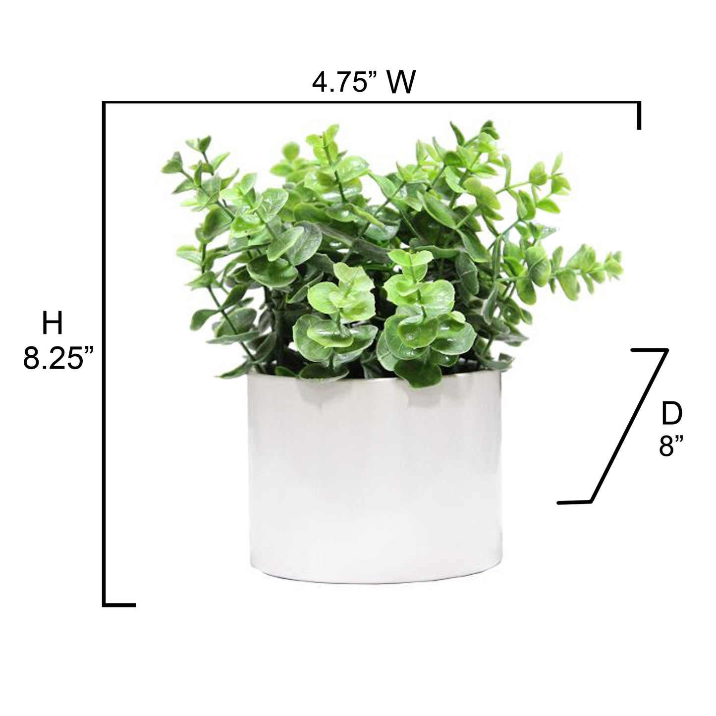 8.25"H Artficial Frosted Ruscus Ceramic Potted Plant Indoor Faux Plant