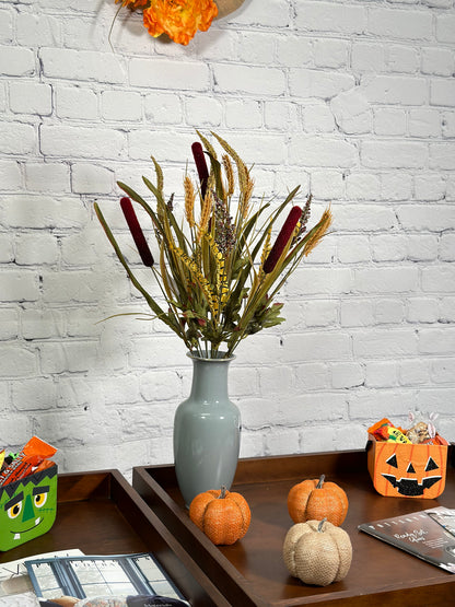 14 Stems Artificial Flowers Cattail Wheat Fall Mixed Bush