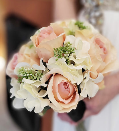 9 Stems Faux hydrangea Rosa Flower Bouquet Fake Flowers