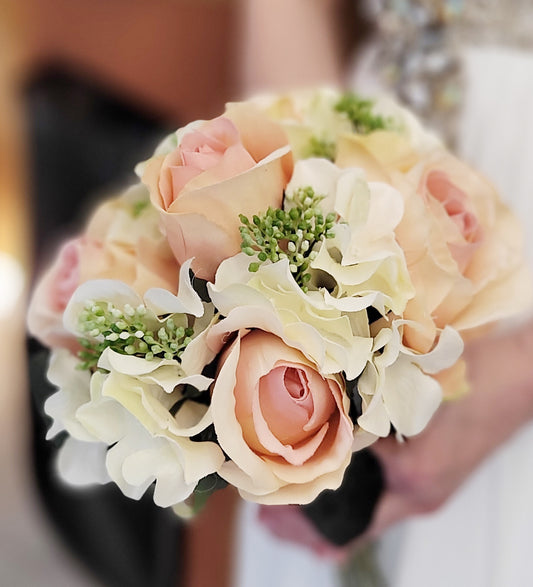 9 Stems Faux hydrangea Rosa Flower Bouquet Fake Flowers