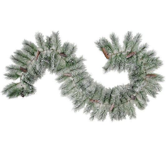 9 FT 85 Tips Christmas Garland Frosted Snow Pinecone Holiday Winter Christmas