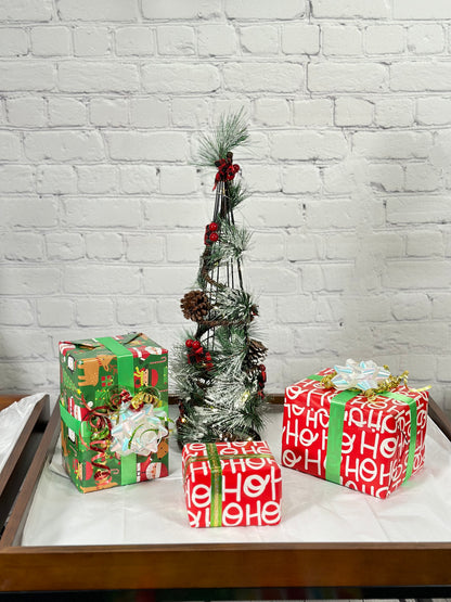 23"H Christmas Wire Cone Tree with Lights Battery Powered Decorative