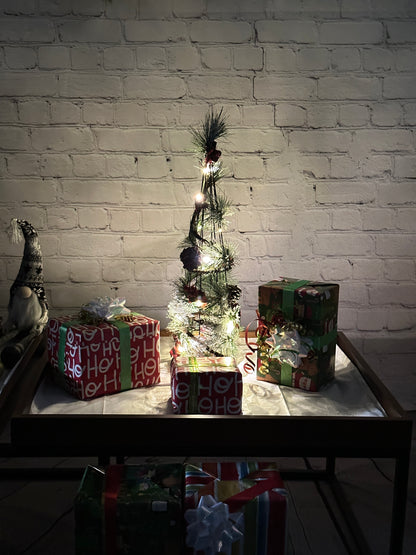 23"H Christmas Wire Cone Tree with Lights Battery Powered Decorative