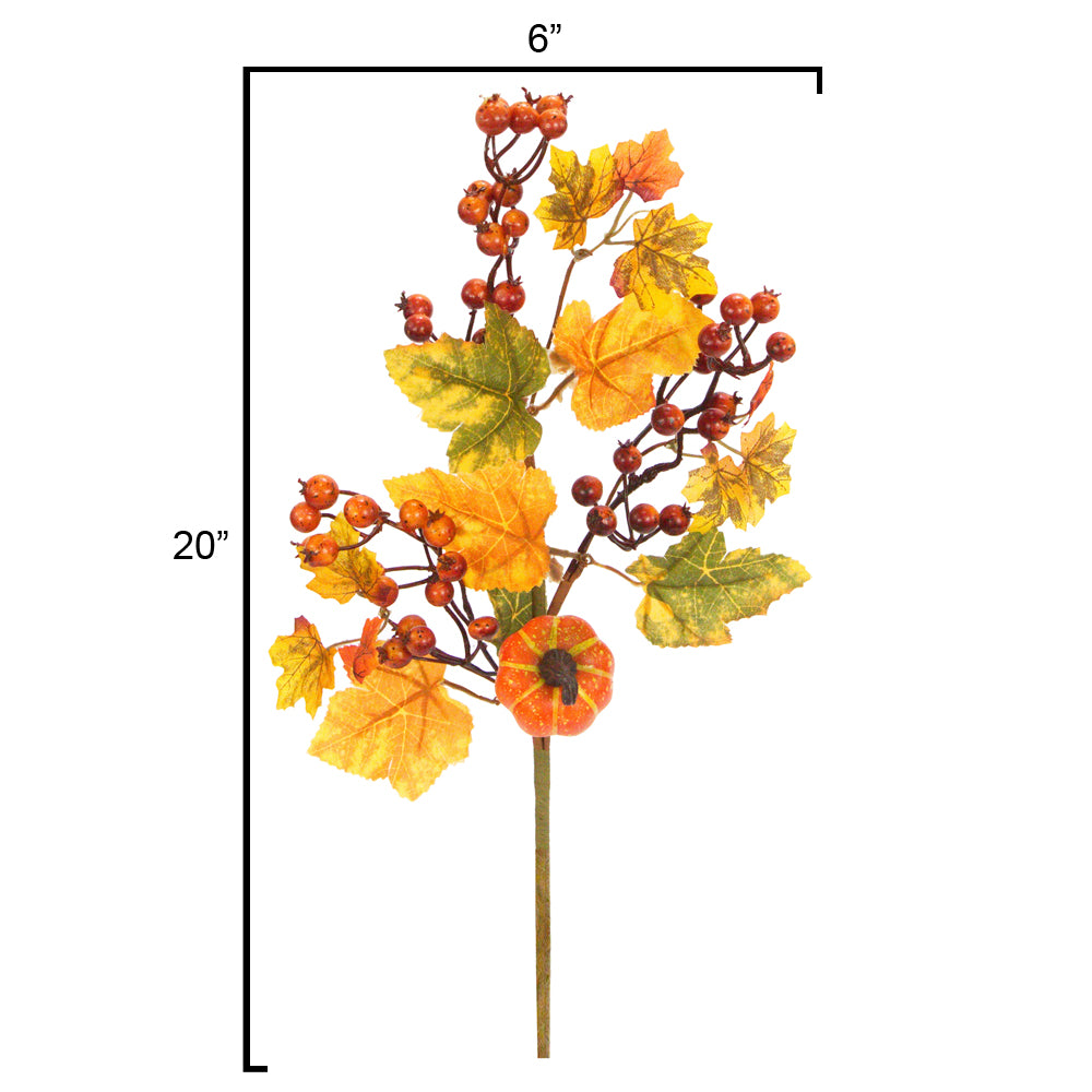 Artificial Autumn Flowers 20 Inch Faux Spray Pumpkin Fake Fruit Berry Fall