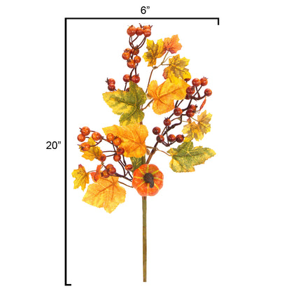 Artificial Autumn Flowers 20 Inch Faux Spray Pumpkin Fake Fruit Berry Fall