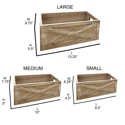 ABN5E172-WHT Rustic Nesting Wooden Crates Decorative Box, Barn Door