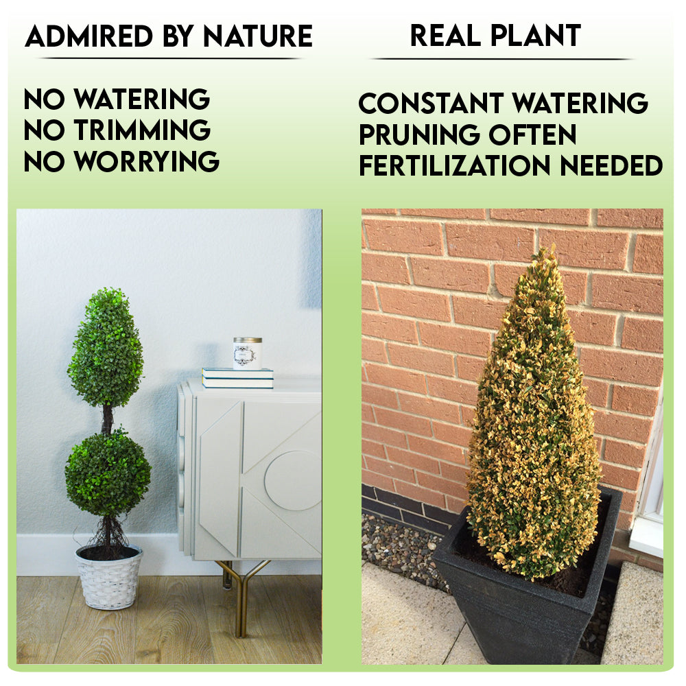 3’ Artificial Boxwood Leave Double Ball Shaped Topiary Tree, GTR4634-NATURAL