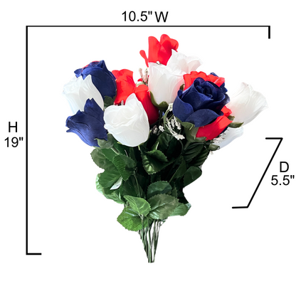 14 Stems Artificial Rosebuds Patriotic Bouquet