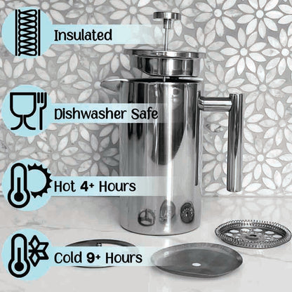 French Press Coffee Maker, Maximum Flavor Coffee Brewer
