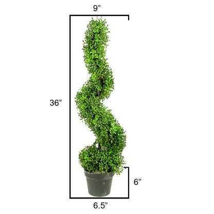3' Artificial Boxwood Leave Spiral Topiary Plant Tree, GTR4633-NATURAL