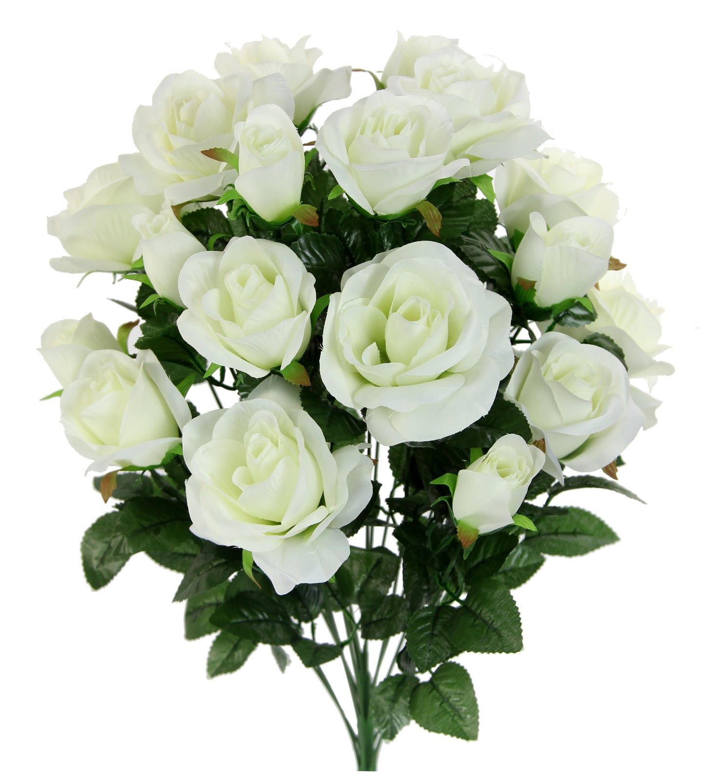 GPB6433-CREAM 18 Stems Artificial Rose Buds Mixed Flower BushRose & Rose cm