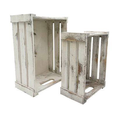 Rustic White Set Distressed Decorative Wood Crates Storage Container