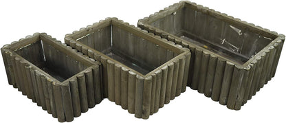 Set of 3 Rectangle Decorative Wooden Planter Wood Indoor Garden for Plants
