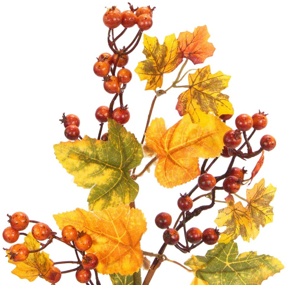 Artificial Autumn Flowers 20 Inch Faux Spray Pumpkin Fake Fruit Berry Fall
