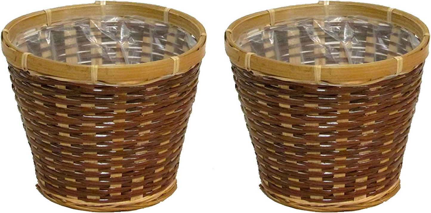 ABN5E059-NTRL 2 x Natural Two Toned 6" Bamboo with Soft Liner Bambo PotNatural Bamboo